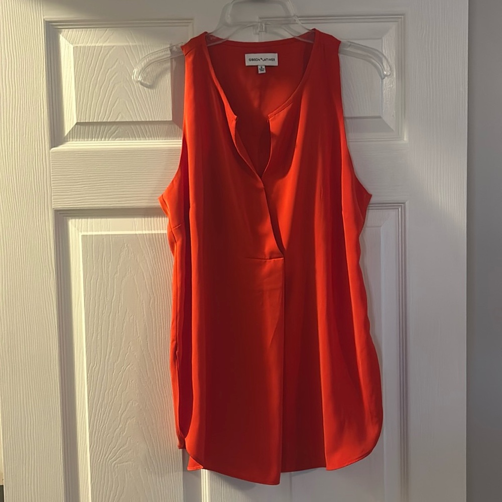 Red silk blouse